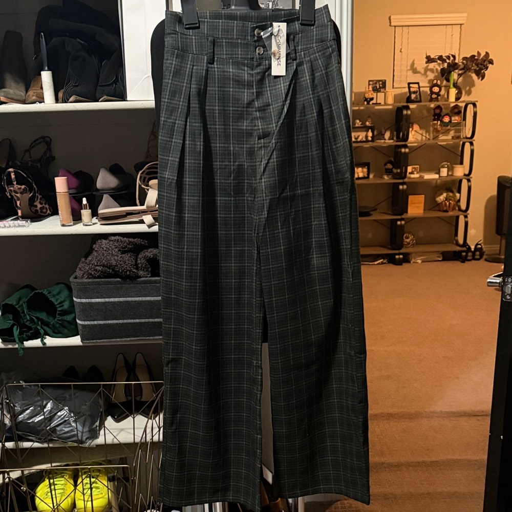 Commense Gray Plaid Pants